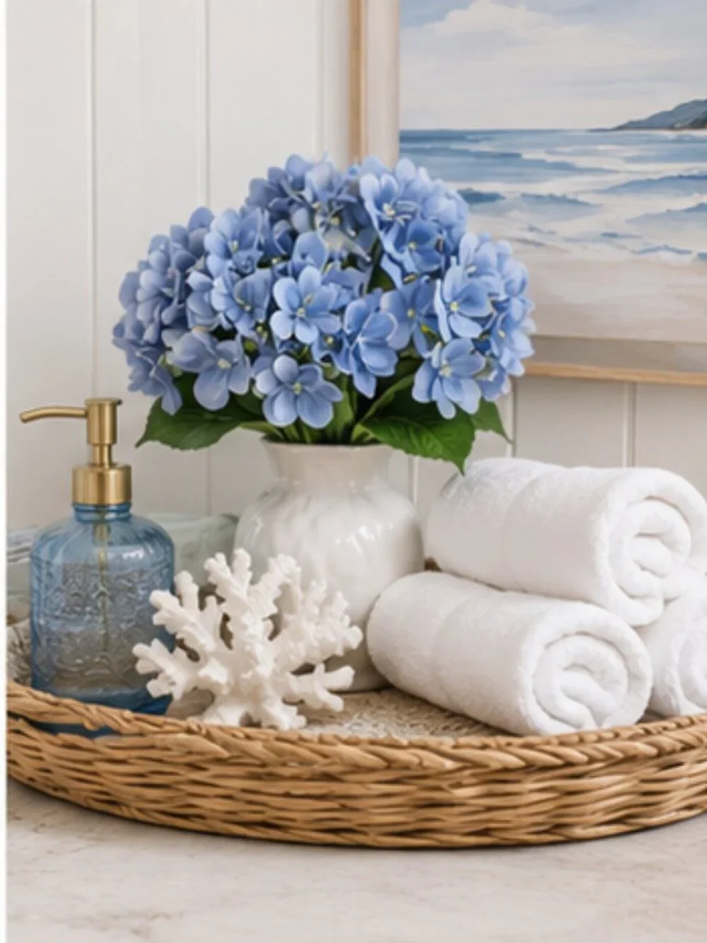 My Texas House Faux Blue Hydrangea Floral Stems, Set of 2